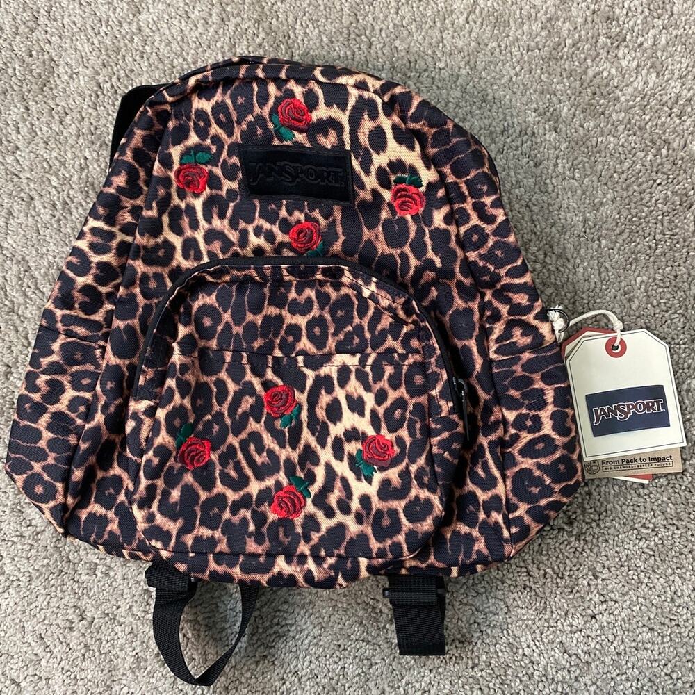 New JanSport Half Pint FX Mini Backpack Leopard Rose Floral